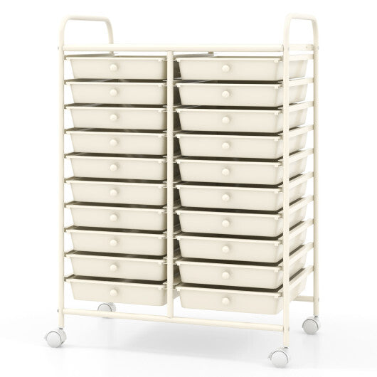 Costway 20 Drawers Rolling Storage Cart Studio Organizer-Beige W2B