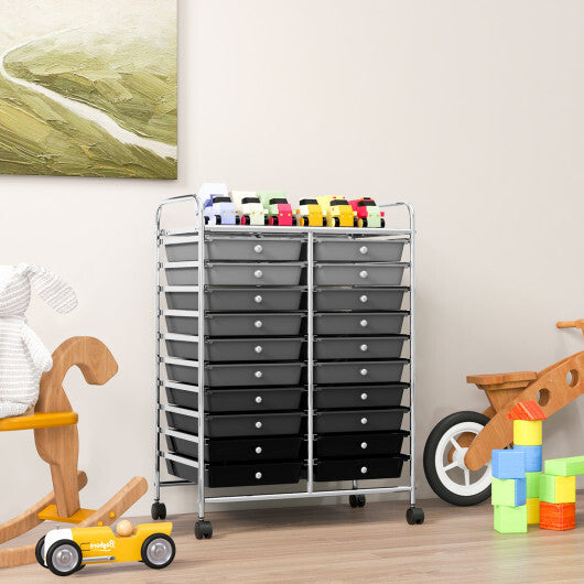 Costway 20 Drawers Rolling Storage Cart Studio Organizer-Black & Gray W2B