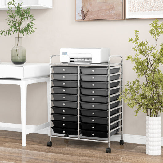 Costway 20 Drawers Rolling Storage Cart Studio Organizer-Black & Gray W2B