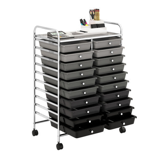 Costway 20 Drawers Rolling Storage Cart Studio Organizer-Black & Gray W2B