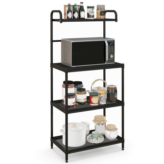 Costway 4-Tier Kitchen Microwave Storage Rack with Metal Shelves-Black W2B