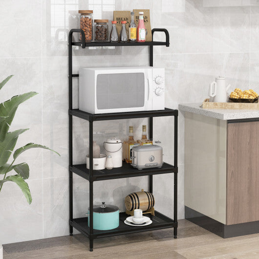 Costway 4-Tier Kitchen Microwave Storage Rack with Metal Shelves-Black W2B