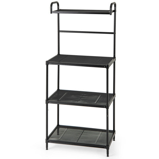 Costway 4-Tier Kitchen Microwave Storage Rack with Metal Shelves-Black W2B