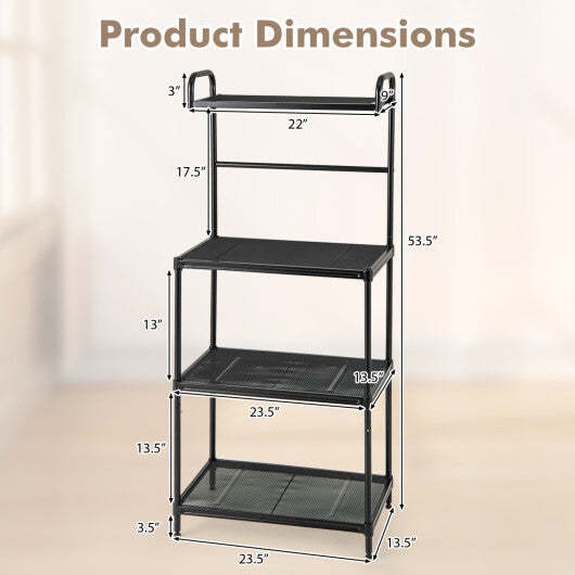Costway 4-Tier Kitchen Microwave Storage Rack with Metal Shelves-Black W2B