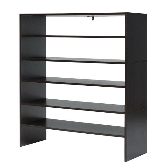 Costway 3 Pieces 31-Inch Stackable Multi-Shape Shoe Rack-Brown W2B