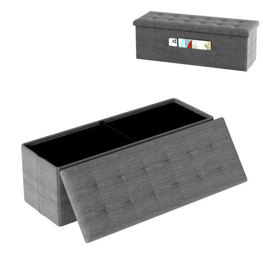 Costway Fabric Folding Storage with Divider Bed End Bench-Dark Gray W2B