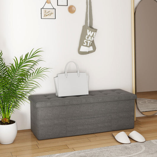 Costway Fabric Folding Storage with Divider Bed End Bench-Dark Gray W2B