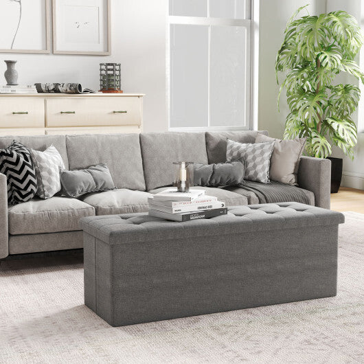 Costway Fabric Folding Storage with Divider Bed End Bench-Dark Gray W2B