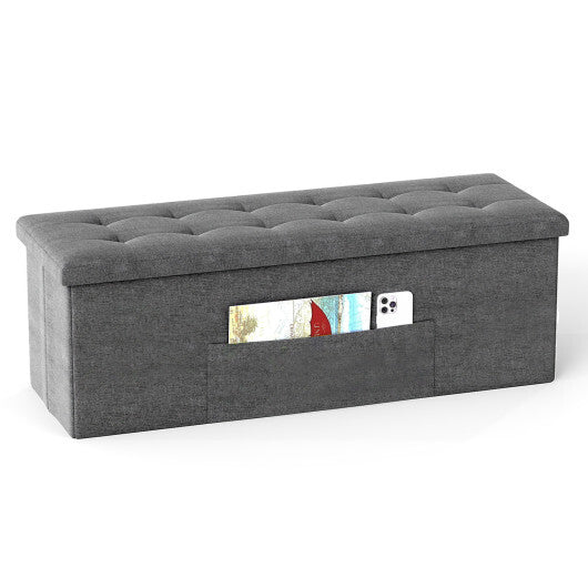 Costway Fabric Folding Storage with Divider Bed End Bench-Dark Gray W2B