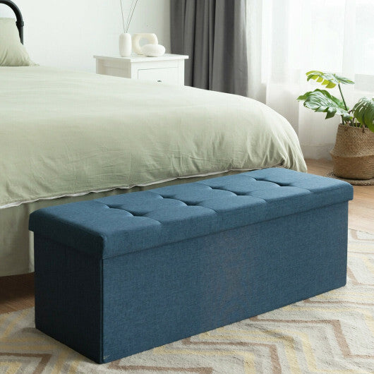 Costway Fabric Folding Storage with Divider Bed End Bench-Navy W2B