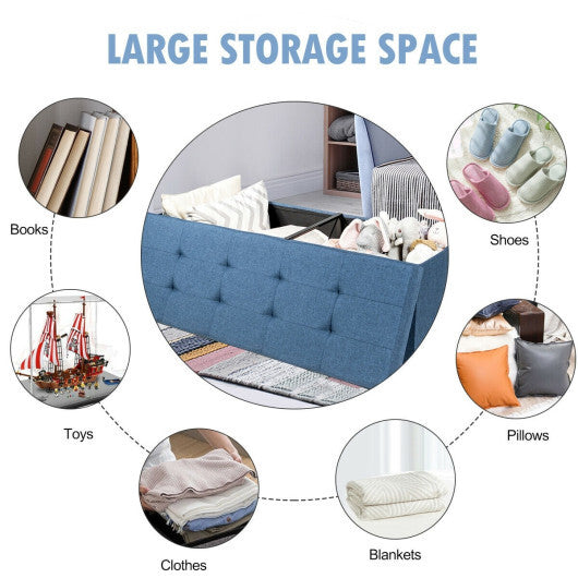 Costway Fabric Folding Storage with Divider Bed End Bench-Navy W2B