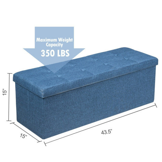 Costway Fabric Folding Storage with Divider Bed End Bench-Navy W2B