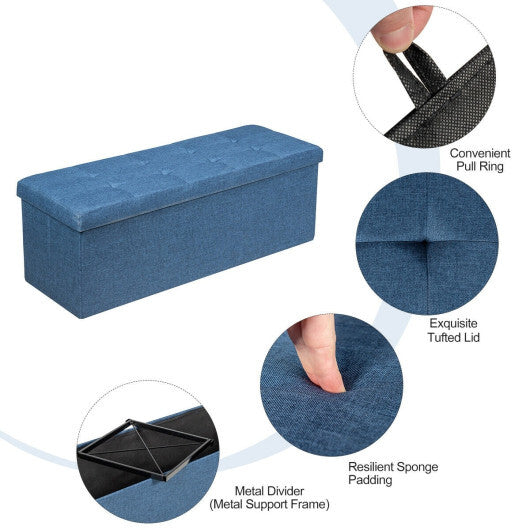 Costway Fabric Folding Storage with Divider Bed End Bench-Navy W2B