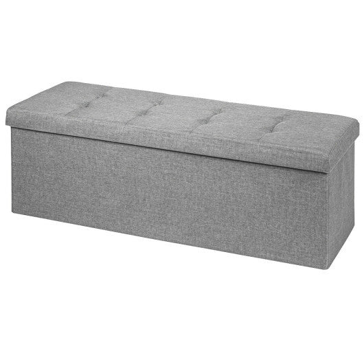 Costway Fabric Folding Storage with Divider Bed End Bench-Light Gray W2B