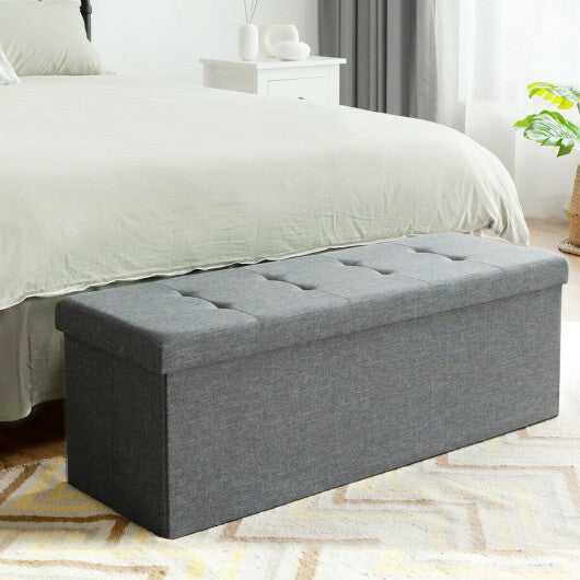 Costway Fabric Folding Storage with Divider Bed End Bench-Light Gray W2B