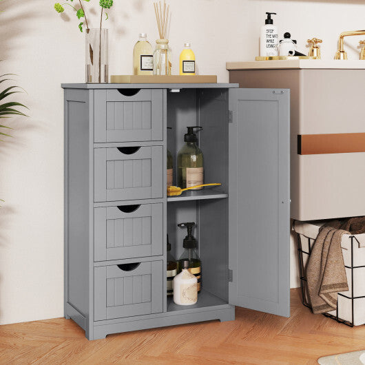 Costway Standing Indoor Wooden Cabinet with 4 Drawers-Gray W2B
