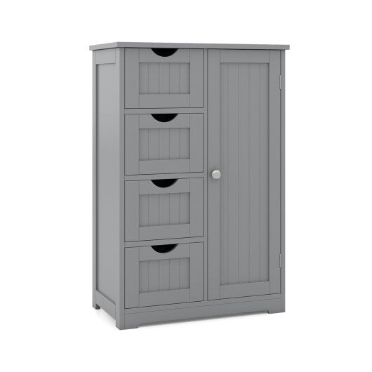 Costway Standing Indoor Wooden Cabinet with 4 Drawers-Gray W2B