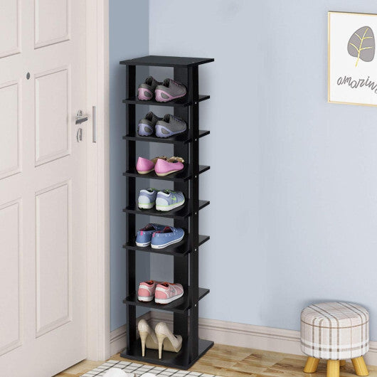 Costway 7-Tier Shoe Rack Practical Free Standing Shelves Storage Shelves-Black W2B
