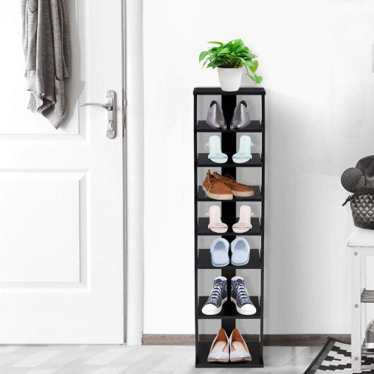 Costway 7-Tier Shoe Rack Practical Free Standing Shelves Storage Shelves-Black W2B