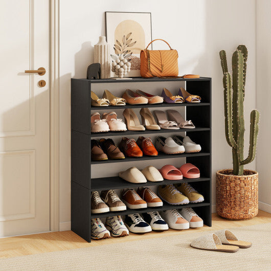 Costway 6-tier Shoe Rack with Anti-tipping Device for Entryway-Black W2B