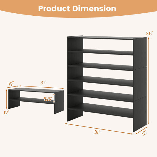 Costway 6-tier Shoe Rack with Anti-tipping Device for Entryway-Black W2B