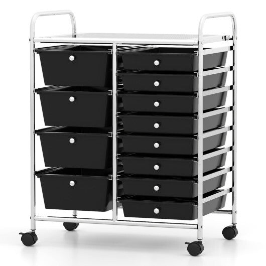 Costway 12-Drawer Utility Rolling Cart with Drawers Multi-Use Storage-Black W2B