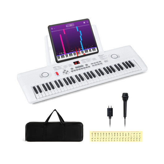 Costway 61 Key Electric Portable Digital Keyboard Piano for Beginner-White W2B