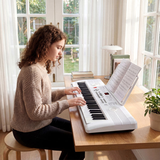 Costway 61 Key Electric Portable Digital Keyboard Piano for Beginner-White W2B