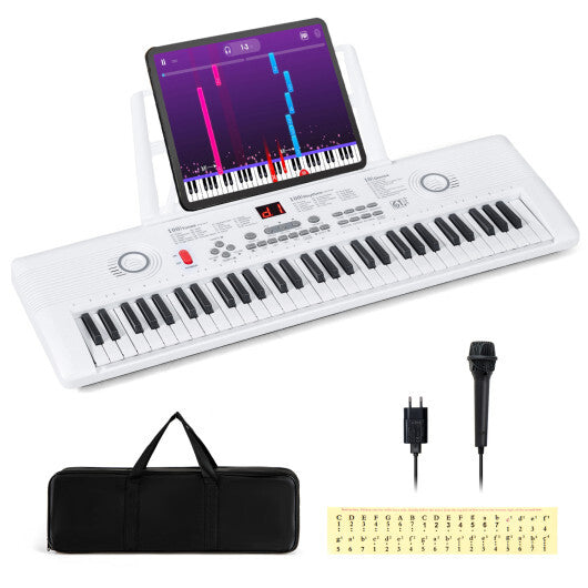 Costway 61 Key Electric Portable Digital Keyboard Piano for Beginner-White W2B