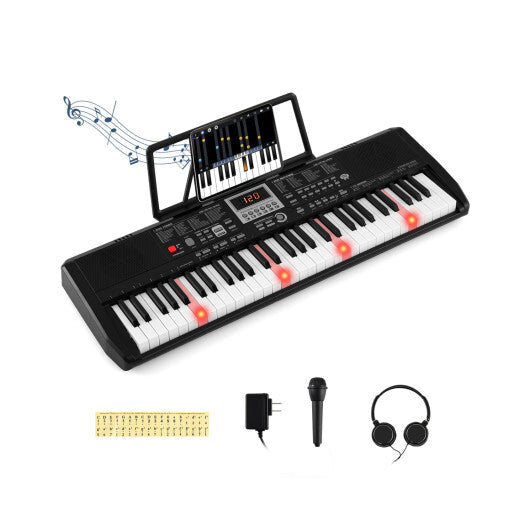 Costway 61 Keys Portable Keyboard for Beginners Electric Piano Keyboard Kit with 200 Rhythms and 200 Tones-Black W2B