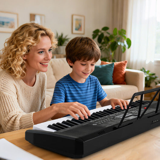 Costway 61 Keys Portable Keyboard for Beginners Electric Piano Keyboard Kit with 200 Rhythms and 200 Tones-Black W2B
