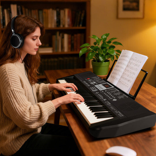 Costway 61 Keys Portable Keyboard for Beginners Electric Piano Keyboard Kit with 200 Rhythms and 200 Tones-Black W2B