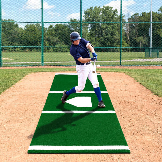 Costway Softball Pitching Mat with Pitching Mound  Anti-Fade Turf & Anti-Slip Foam Backing Green W2B