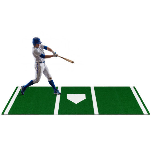 Costway Softball Pitching Mat with Pitching Mound  Anti-Fade Turf & Anti-Slip Foam Backing Green W2B