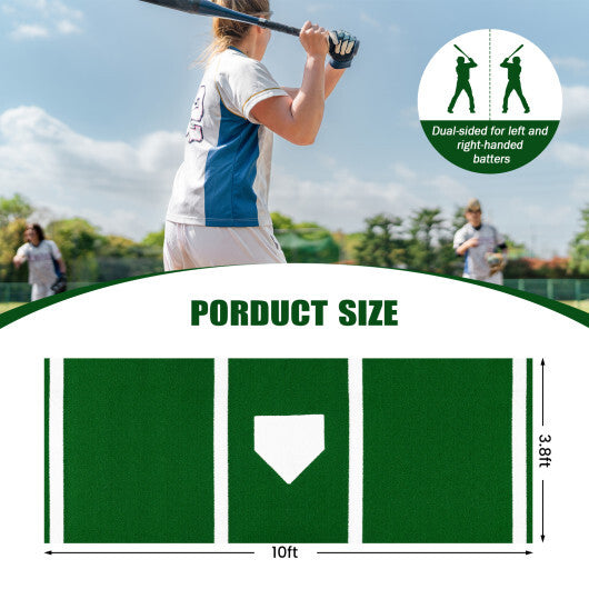 Costway Softball Pitching Mat with Pitching Mound  Anti-Fade Turf & Anti-Slip Foam Backing Green W2B