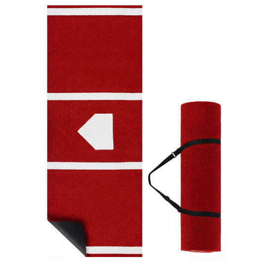 Costway Softball Pitching Mat with Pitching Mound  Anti-Fade Turf & Anti-Slip Foam Backing Red W2B