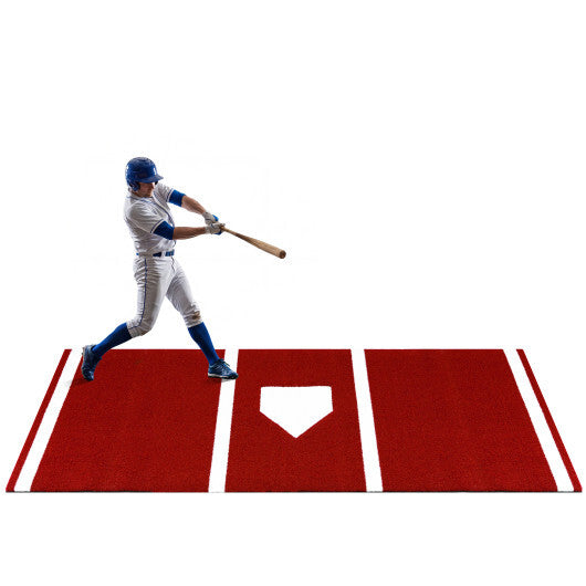 Costway Softball Pitching Mat with Pitching Mound  Anti-Fade Turf & Anti-Slip Foam Backing Red W2B