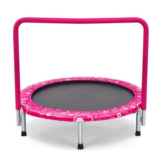 Costway 36 Inch Kids Trampoline Mini Rebounder with Full Covered Handrail-Pink W2B