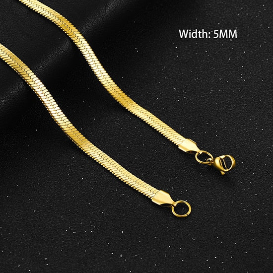 Flat Gold Color Stainless Steel Necklace