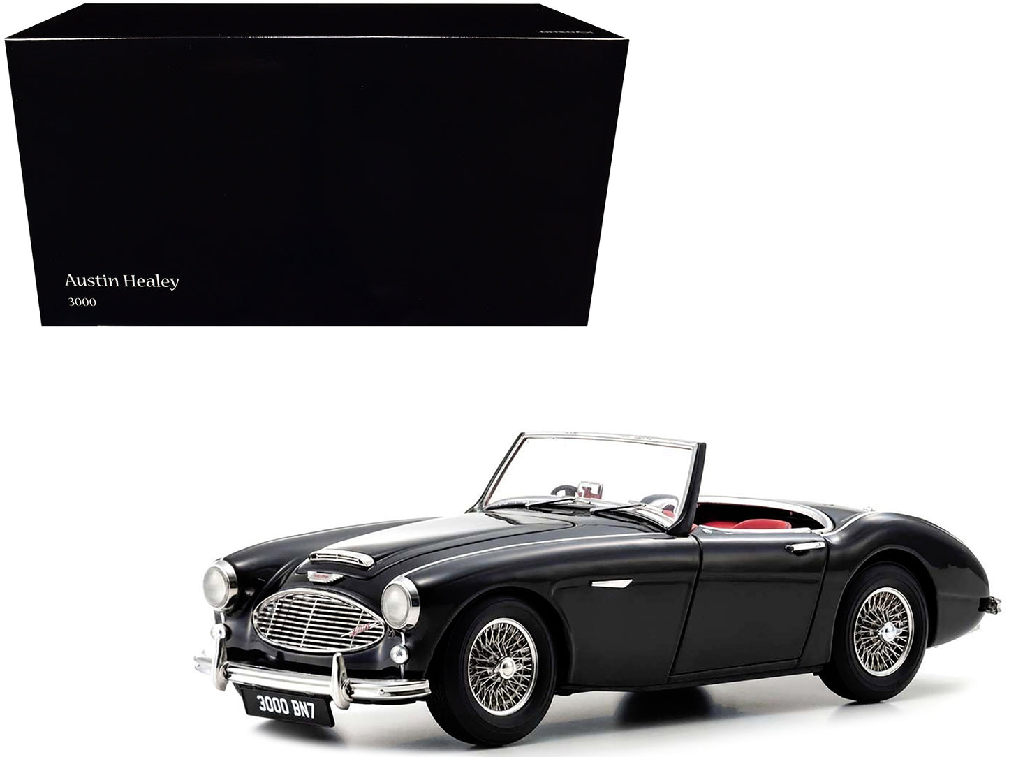 Austin Healey 3000 Mk-1 (BN7) Convertible RHD (Right Hand Drive) Black 1/18 Diecast Model Car by Kyosho