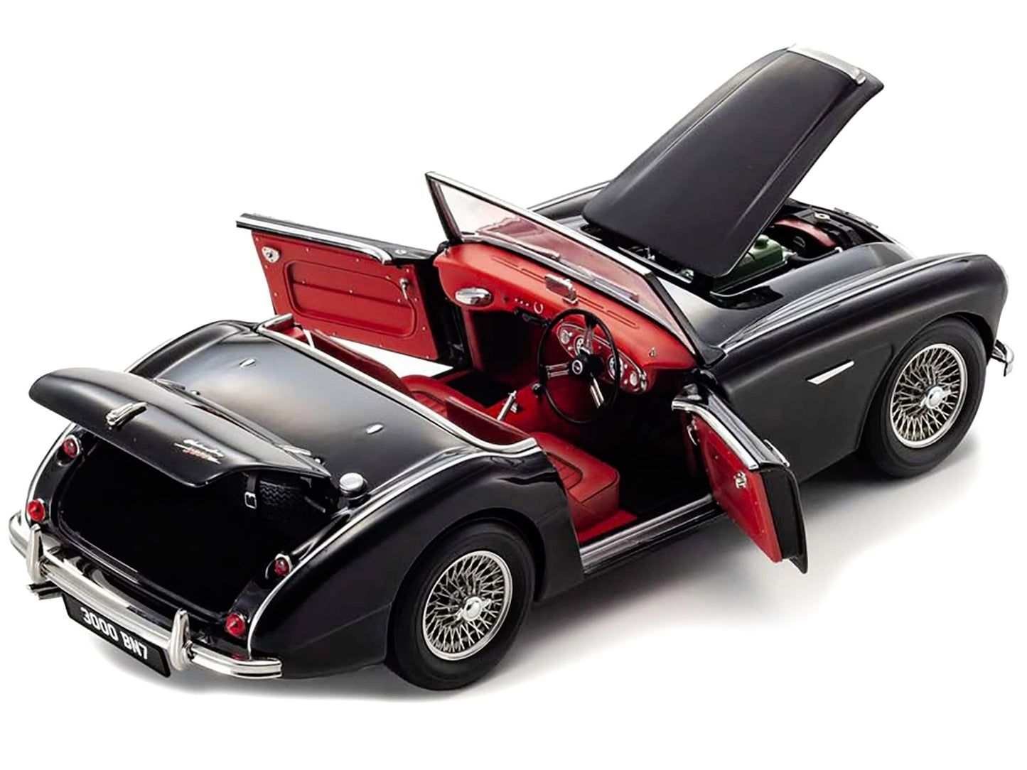 Austin Healey 3000 Mk-1 (BN7) Convertible RHD (Right Hand Drive) Black 1/18 Diecast Model Car by Kyosho