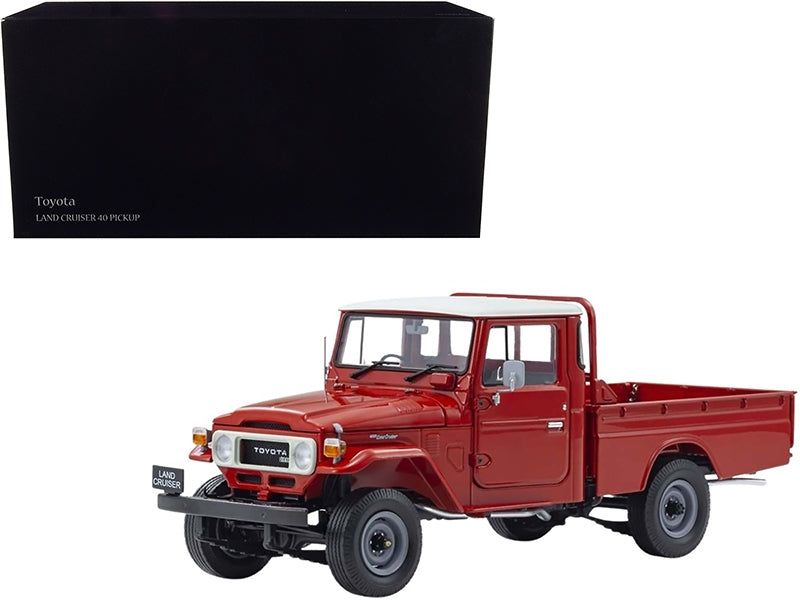 Toyota Land Cruiser 40 RHD (Right Hand Drive) Pickup Truck Red with Matt White Top 1/18 Diecast Model Car by Kyosho