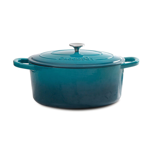 Crock Pot Artisan 5 Quart Round Enameled Cast Iron Dutch Oven in Teal Ombre W2B