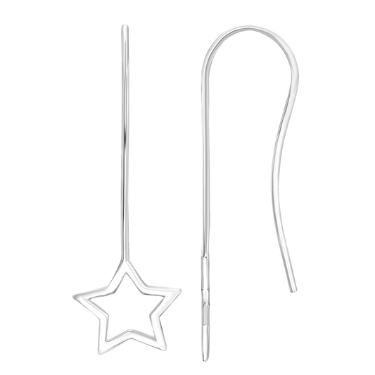 Sterling Silver Star Wire Earrings
