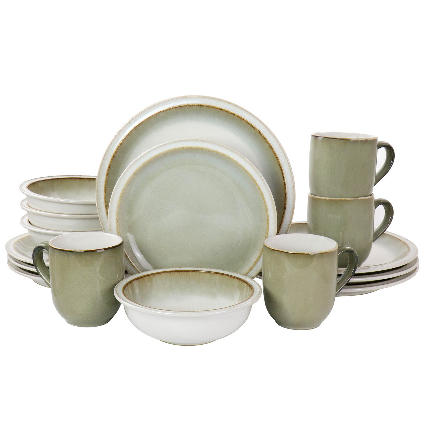 Gibson Elite Clarksville 16 Piece Round Stoneware Dinnerware Set in Grey