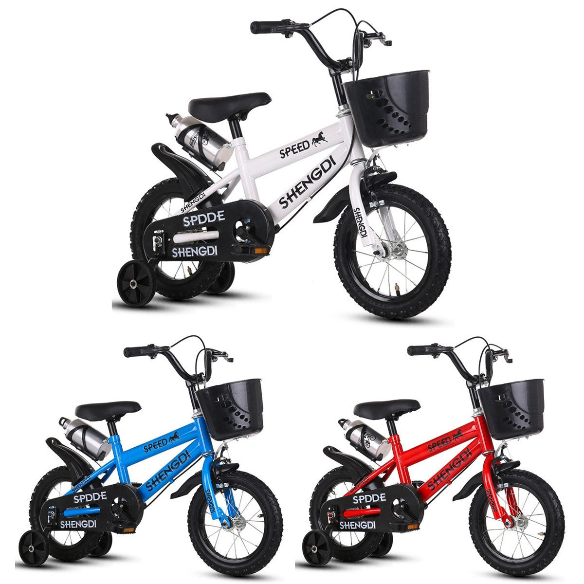 BIKIGHT 12" Kids Bike Tricycle 3 Wheels Balance Protection Safety Baby Safety Cycling Training Bike
