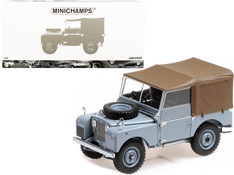 1949 Land Rover RHD (Right Hand Drive) Gray with Brown Canopy 1/18 Diecast Model Car by Minichamps