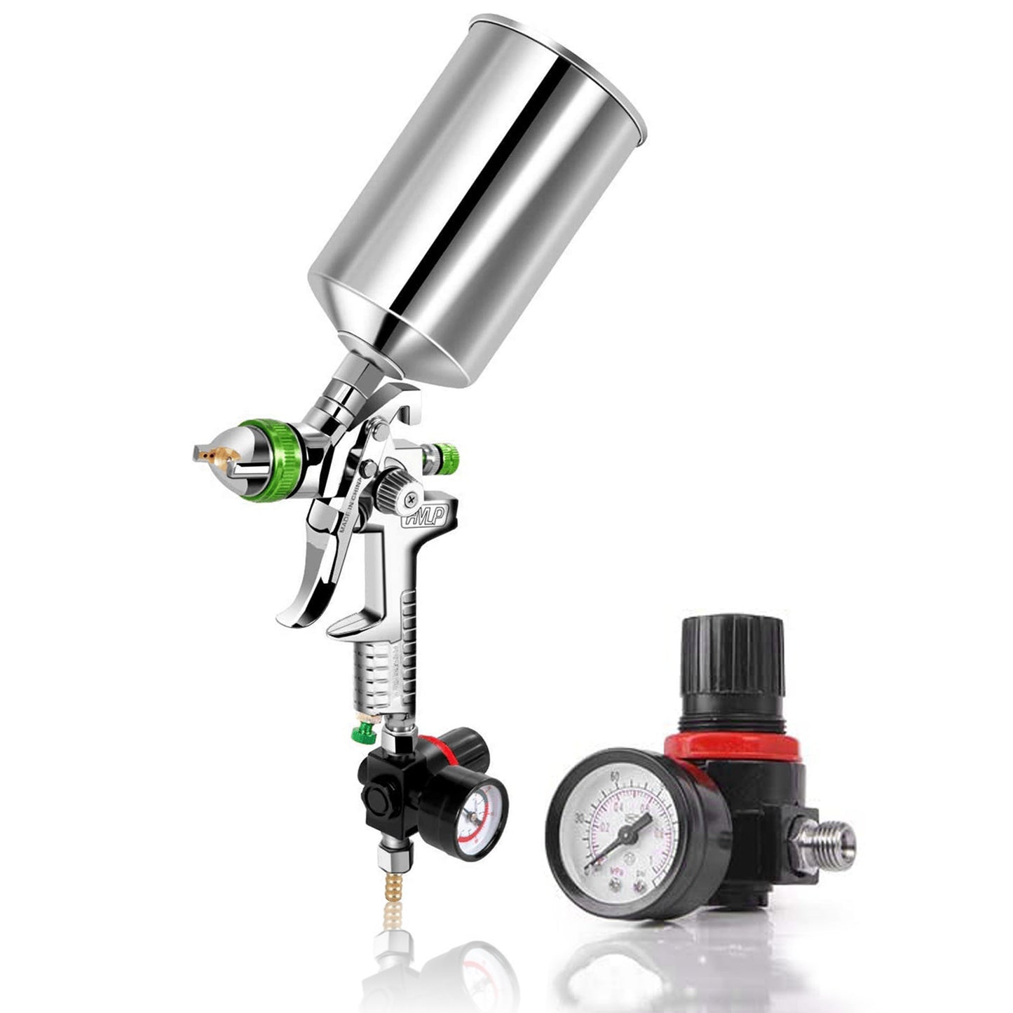 Professional HVLP Gravity Feed Air Spray Gun, 1.7mm 2.0mm 2.5mm Nozzles, 1000cc