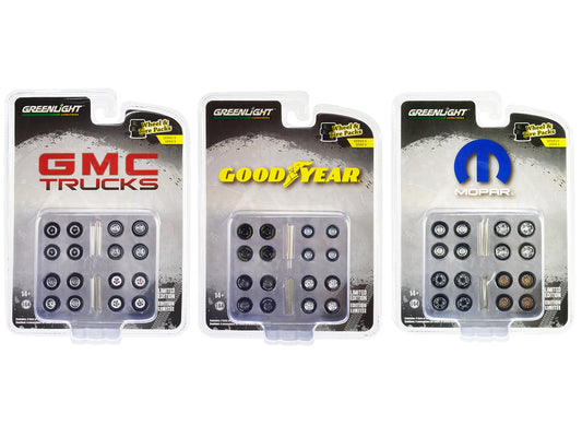 "Wheel & Tire Packs" Set of 3 Multipacks Series 6 1/64 Scale Models by Greenlight