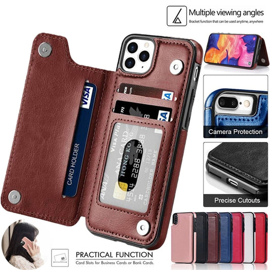 Leather Wallet Back Case for iPhone